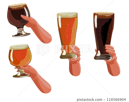 用啤酒/黑啤酒敬酒的手 118566904