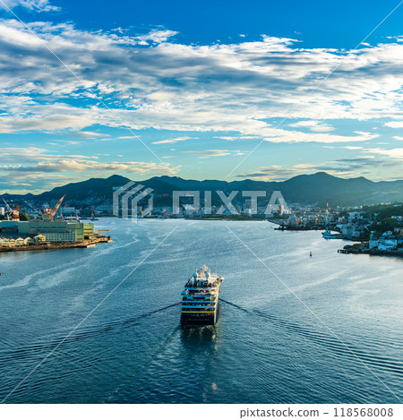 Nagasaki Port Cruise Ship Arrival (National Geographic Resolution) From Megami Bridge Square 118568008