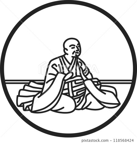 Line drawing circular simple Hyakunin Isshu - Saigyo Hoshi 118568424