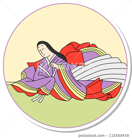 Sticker circular Hyakunin Isshu by Kokamon-in 118568439