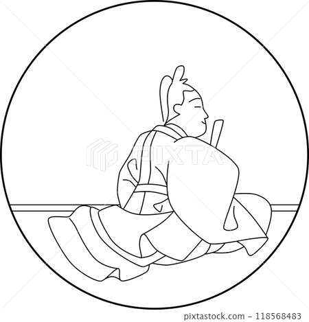 線描圓百人一州,前大城大臣入道 線描圓百人一州,前大城大臣入道 118568483