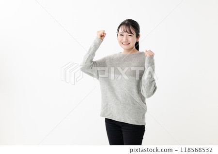 A woman doing a guts pose A woman doing a guts pose 118568532