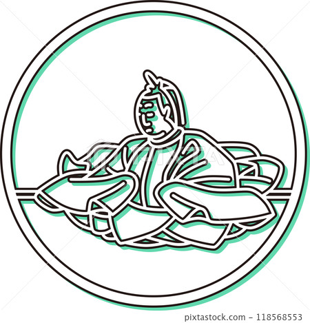彩色陰影圓形簡單百人一州天智皇帝 118568553