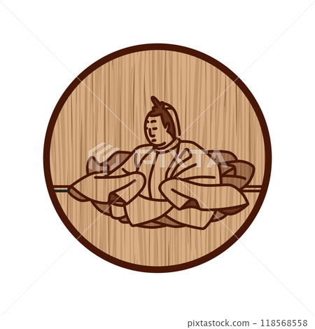 木雕圓形簡約百人一州天智天皇 118568558