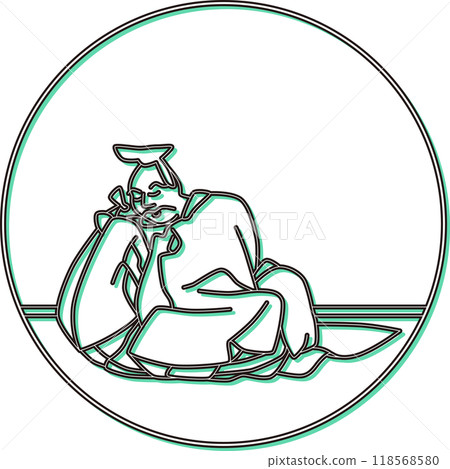 Color shadow circular Hyakunin Isshu Sarumaru Dayu 118568580