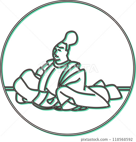 彩色陰影圓形百人一修阿部中麻呂 118568592