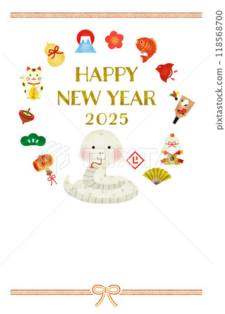 Watercolor illustration New Year's card for the year of the snake Watercolor illustration New Year's card for the year of the snake 118568700