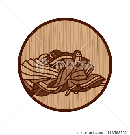 木雕圓形簡約百人一州伊勢 118568732