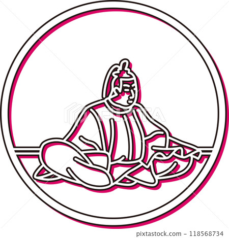 彩色陰影圓形簡約百人一州皇子本吉 118568734