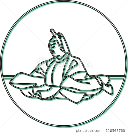 彩色陰影圓形百人一舟菅谷 118568760