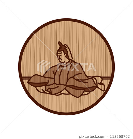 木雕圓形簡約百人一舟菅谷 118568762