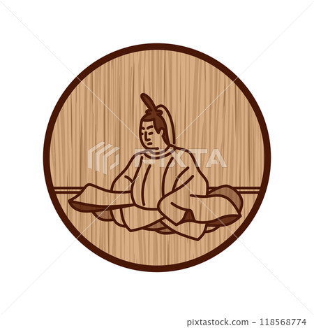 Simple circular wood carving of Hyakunin Isshu poems by Sadanobu Simple circular wood carving of Hyakunin Isshu poems by Sadanobu 118568774