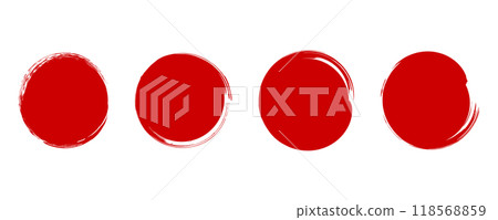 Red circle drawn with ink, simple set 118568859