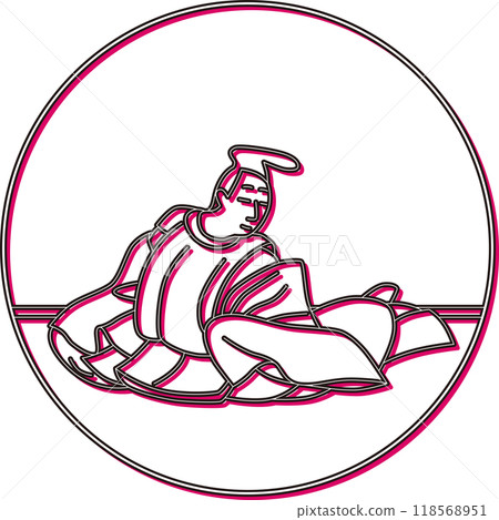 彩色陰影圓形百人一州平金森 118568951