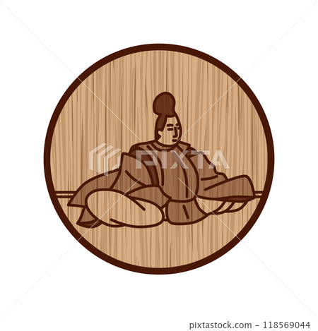 Simple circular wood carving of Hyakunin Isshu by Fujiwara no Sanekata Simple circular wood carving of Hyakunin Isshu by Fujiwara no Sanekata 118569044