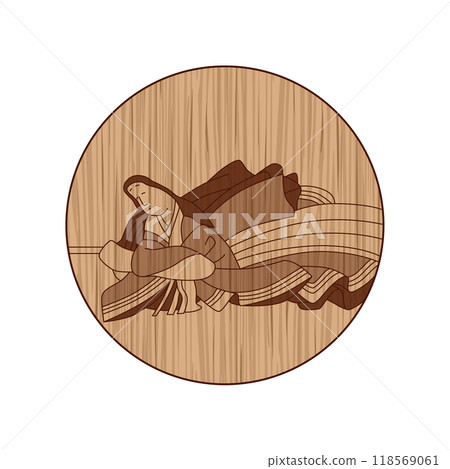 木雕圓形百人一義堂三志坊 118569061