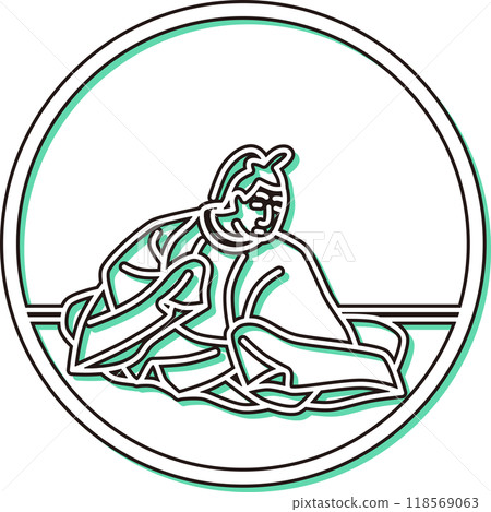 彩色陰影圓形簡單百人一書大納言Koin 118569063