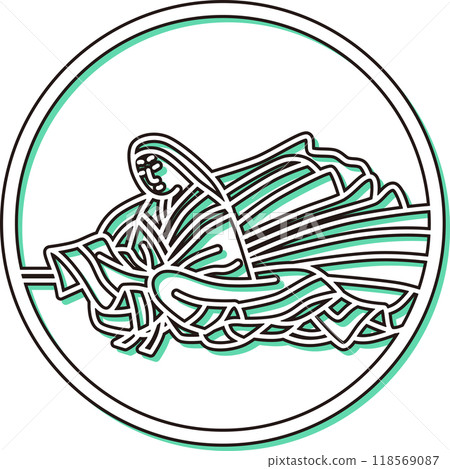 彩色陰影圓形簡單百人一舒赤染右衛門 118569087