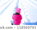 孩子走在雪路上 118569793