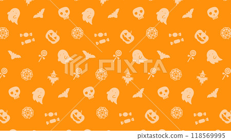 Seamless pattern of cute Halloween icons. Seamless pattern of cute Halloween icons. 118569995
