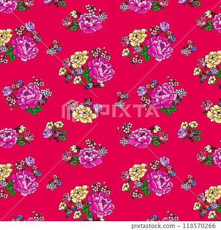 台灣花佈無縫圖案_線條描_紅色 118570266