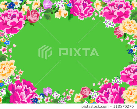 Taiwanese floral fabric frame - yellow-green 118570270