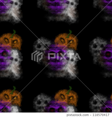 Seamless pattern of ghost for Halloween concept, hand painted of skull, ghost and evil pumpkin on black background, rough painted, seamless design for paper wrap, backdrop and fashion textile. Seamless pattern of ghost for Halloween concept, hand painted of skull, ghost and evil pumpkin on black background, rough painted, seamless design for paper wrap, backdrop and fashion textile. 118570417