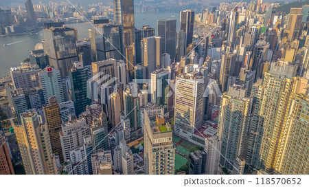Hong Kong apartments in cityscape background, wan chai 118570652