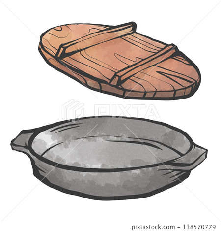 Hand-drawn brush-style illustration of sukiyaki 118570779