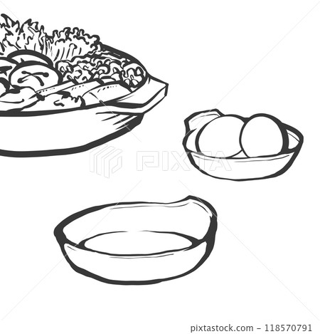 壽喜燒手繪筆畫風格插畫 118570791