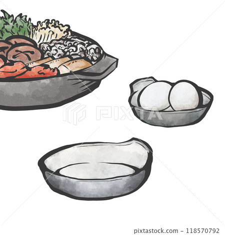 Hand-drawn brush-style illustration of sukiyaki 118570792