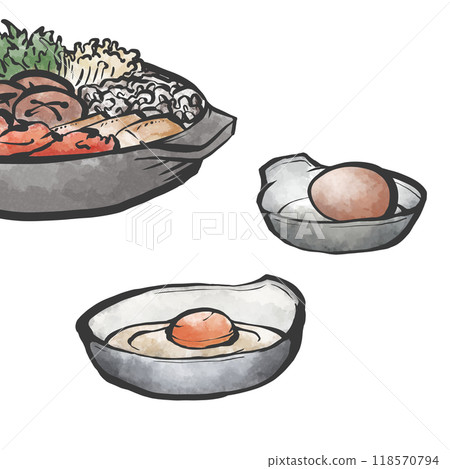 壽喜燒手繪筆畫風格插畫 壽喜燒手繪筆畫風格插畫 118570794