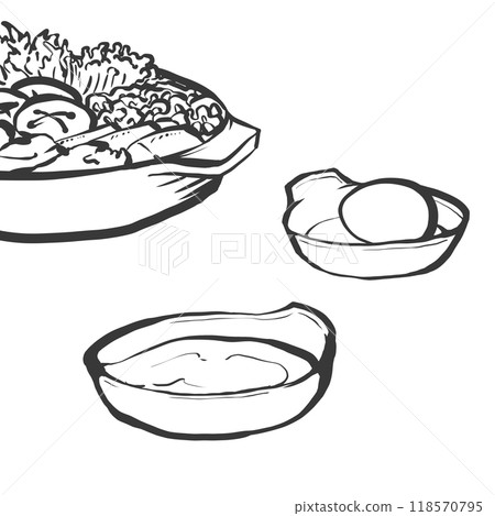 Hand-drawn brush-style illustration of sukiyaki 118570795