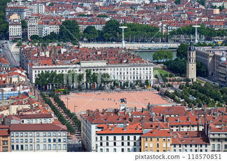 Aerial view of the Place Bellecour in Lyon Aerial view of the Place Bellecour in Lyon 118570851