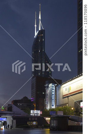 The Shimao International Plaza in Shanghai at dusk 118570896