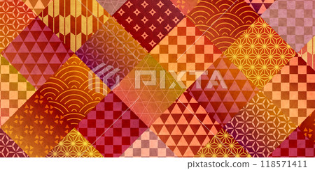 Orange Japanese pattern New Year's card background 118571411