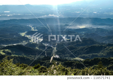 Wind turbines at Tenbozan, Morioka City, Iwate Prefecture, Tohoku, Japan, and a clear autumn day with blue sky, clouds and lights Wind turbines at Tenbozan, Morioka City, Iwate Prefecture, Tohoku, Japan, and a clear autumn day with blue sky, clouds and lights 118571741