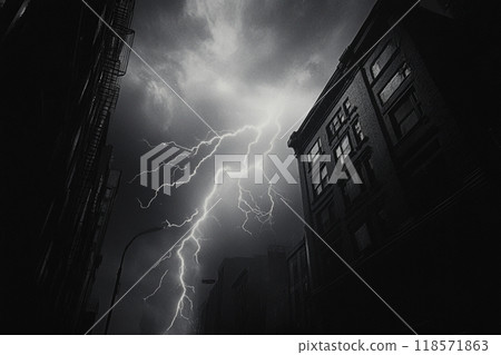 閃電落在城市 118571863