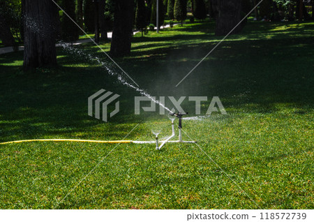 The irrigation system in the park. 118572739
