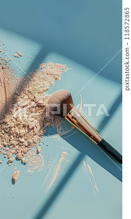Make-up cosmetic product, beauty products and cosmetics swatch sample flatlay, various makeup brand tools as glamour fashion night out background idea 118572865