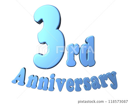 3DCG text "3rd Anniversary" in blue 118573087