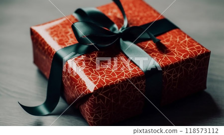 Holiday gift and present, country cottage style gift box for birthday, Christmas, boxing day, wedding and holidays shopping, post-processed, generative ai 118573112
