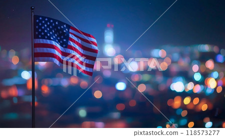 American flag shining at night 118573277