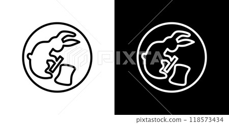 Moon rabbit simple line icon 118573434
