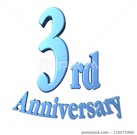 3DCG text "3rd Anniversary" in blue 118573460