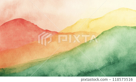 水彩風格秋山風景AI影像 水彩風格秋山風景AI影像 118573516