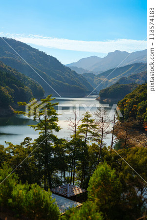 Autumn leaves at Utagenka Bridge in Saeki Ume 118574183