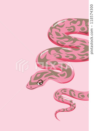 2025 Year of the Snake New Year's card design material - Stylish pink snake, vertical postcard size, no text 118574300