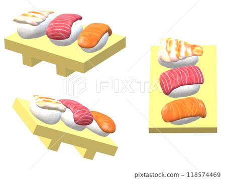 Sushi (tuna, shrimp, salmon) Sushi (tuna, shrimp, salmon) 118574469