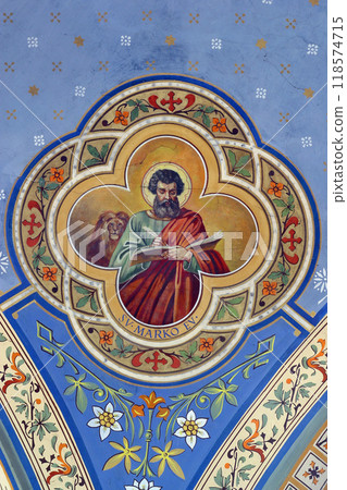 Saint Mark the Evangelist, fresco in the parish church of Helena in Zabok, Croatia 118574715